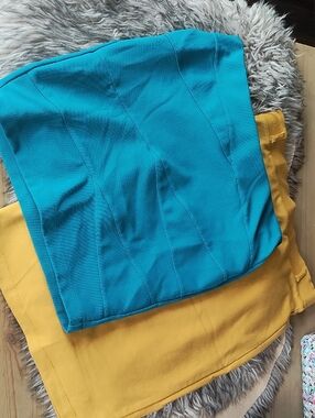 Stretch Skirt Teal and Mustard Colorblock Skirt - Bundle